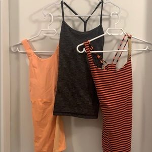 Bundle of Lululemon Tanks with fitted bra shelves
